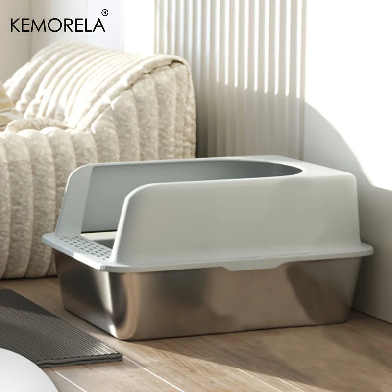 πΊ XL Stainless Steel Cat Litter Box High-Sided, Odor-Free & Durable