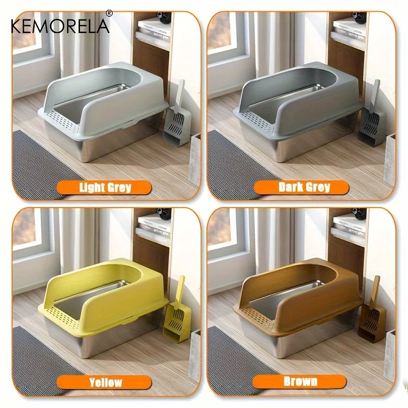 πΊ XL Stainless Steel Cat Litter Box High-Sided, Odor-Free & Durable