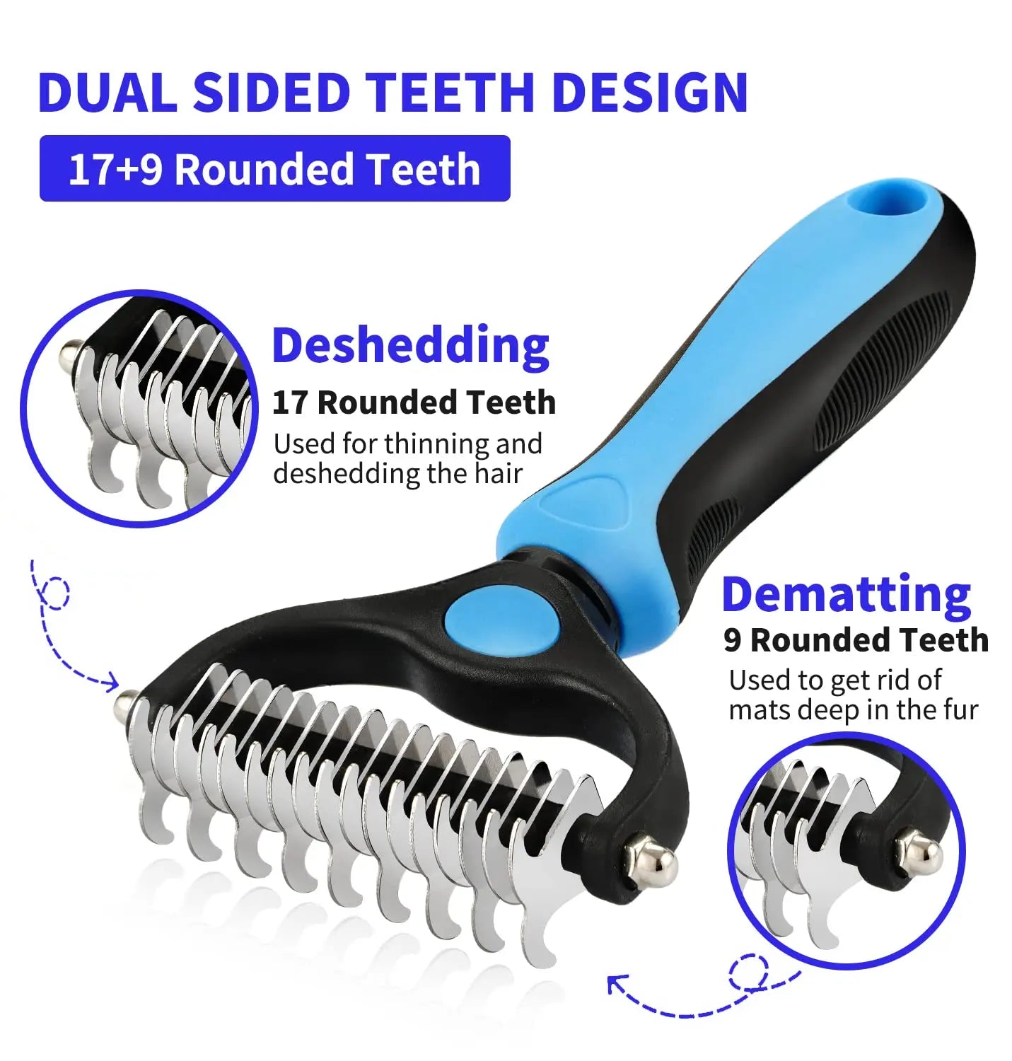 ๐พ Pet Deshedding Brush โ๏ธ Hair Remover & Knot Cutter for Cats & Dogs