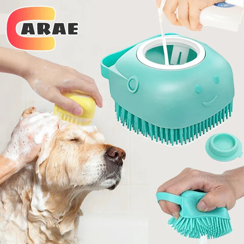 ππΎ Dog & Cat Bathing Brush Silicone Massage & Shampoo Dispenser