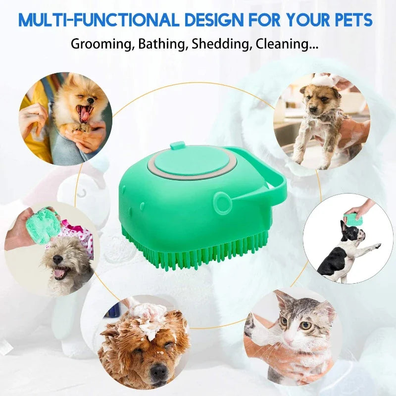 ππΎ Pet Shampoo Brush Silicone Massage & Grooming Comb
