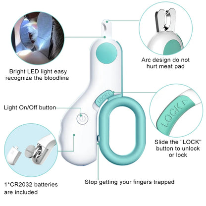 💡🐾 LED Pet Nail Clipper ✂️ Safe Grooming for Cats & Dogs