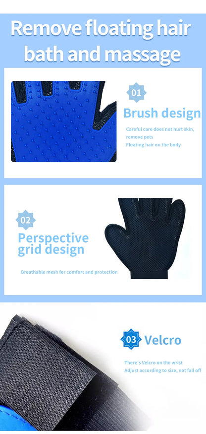 🧤🐾 Pet Hair Removal Gloves Grooming & Massage for Cats & Dogs