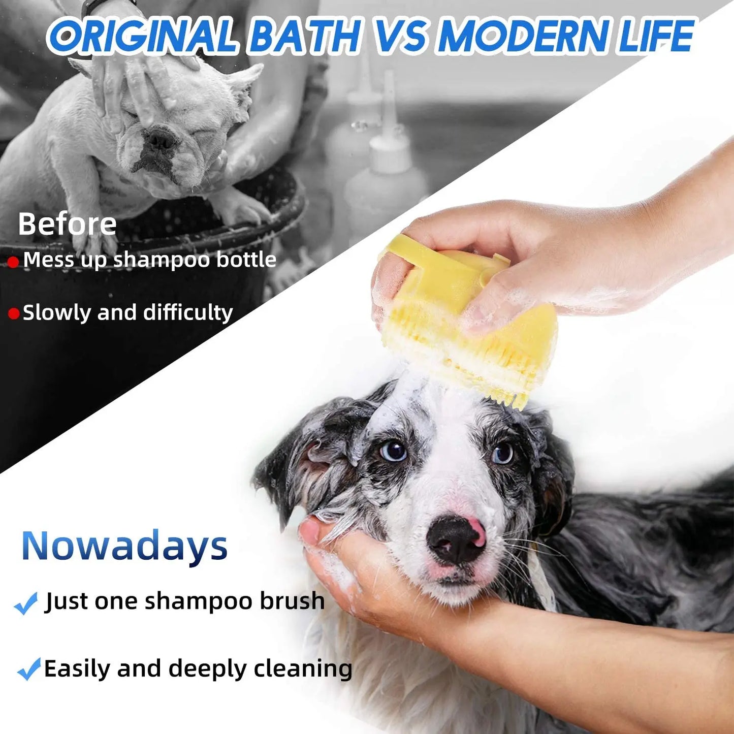 🛁🐾 Pet Shampoo Brush Silicone Massage & Grooming Comb