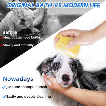 🛁🐾 Pet Shampoo Brush Silicone Massage & Grooming Comb