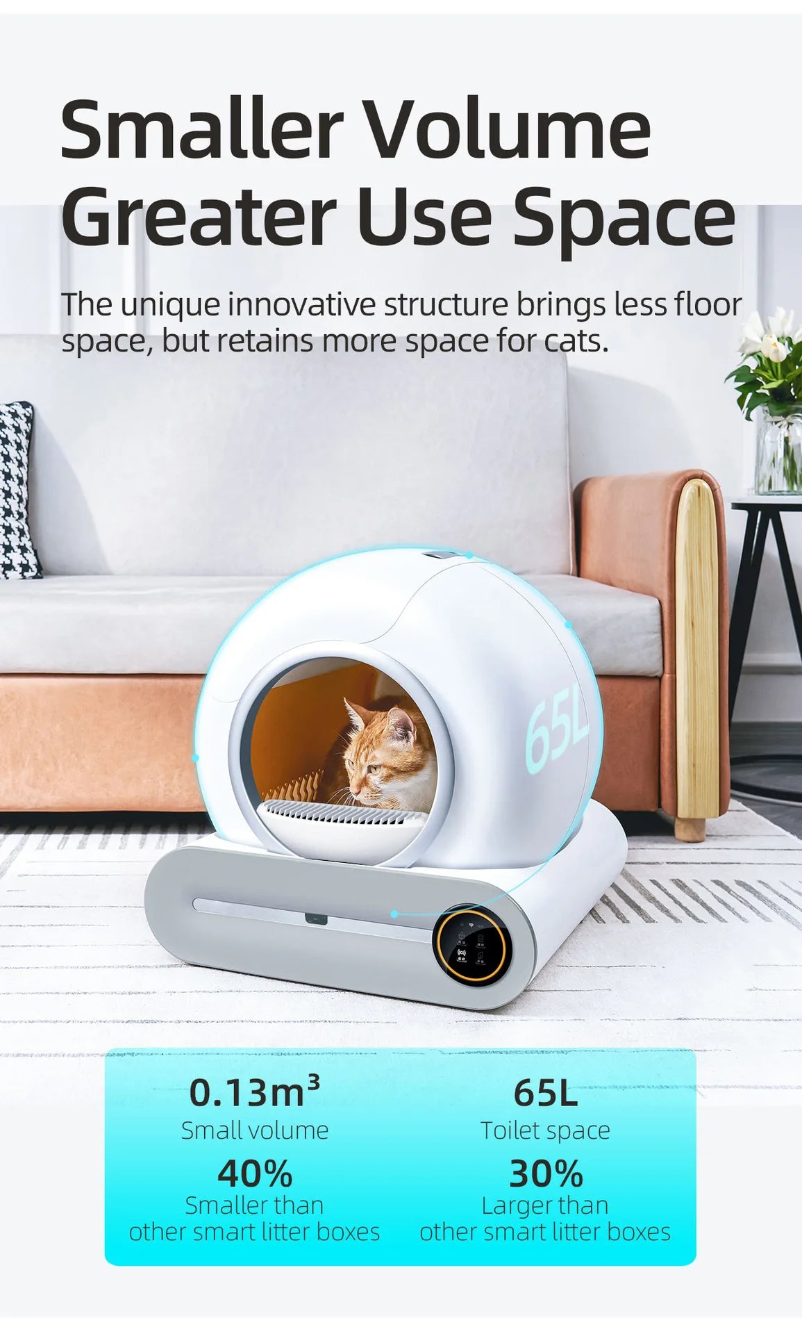 😺🧹 Tonepie 65L Smart Cat Litter Box Self-Cleaning & Fully Enclosed