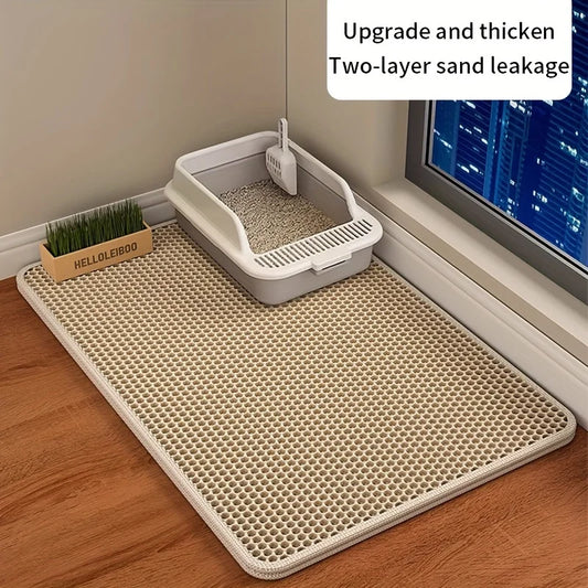 🐾 Large Cat Litter Mat Honeycomb Waterproof Design