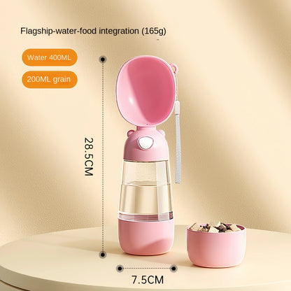 🐶🐱 Portable Pet Water Bottle 💧🍖 Travel Cup with Food Dispenser