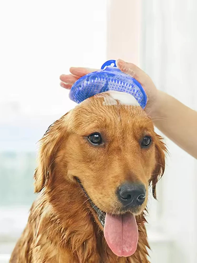 🛁🐾 Soft Rubber Pet Bath Brush Grooming & Massage Comb for Cats & Dogs