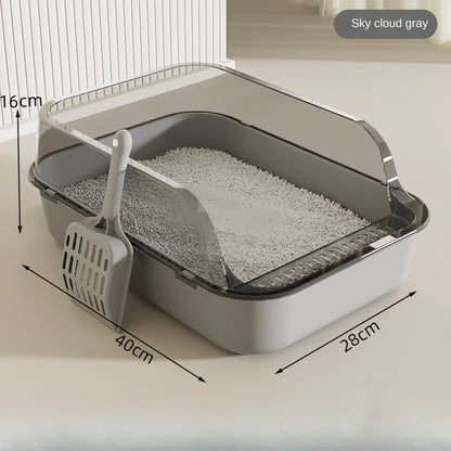 😺🐾 Semi-Enclosed Cat Litter Box Splashproof Tray