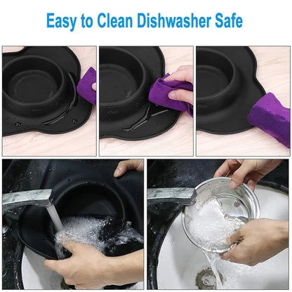 🐶🐱 Double Pet Bowl 🍲💧 Anti-Slip Stainless Steel with Silicone Mat