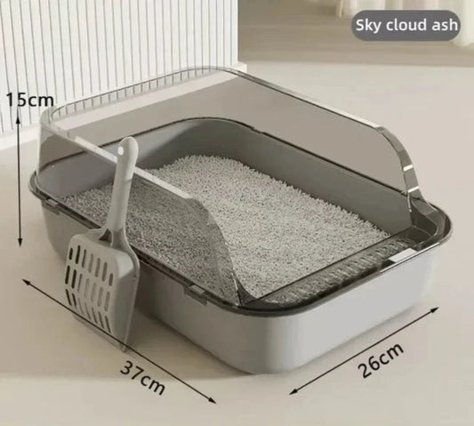 😺🛏️ Semi-Enclosed Cat Litter Box Splashproof Kitten Tray