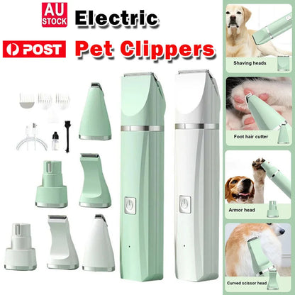🐾 4-in-1 Pet Grooming Kit ✂️🔋 Clippers, Trimmer & Shaver (USB Rechargeable)