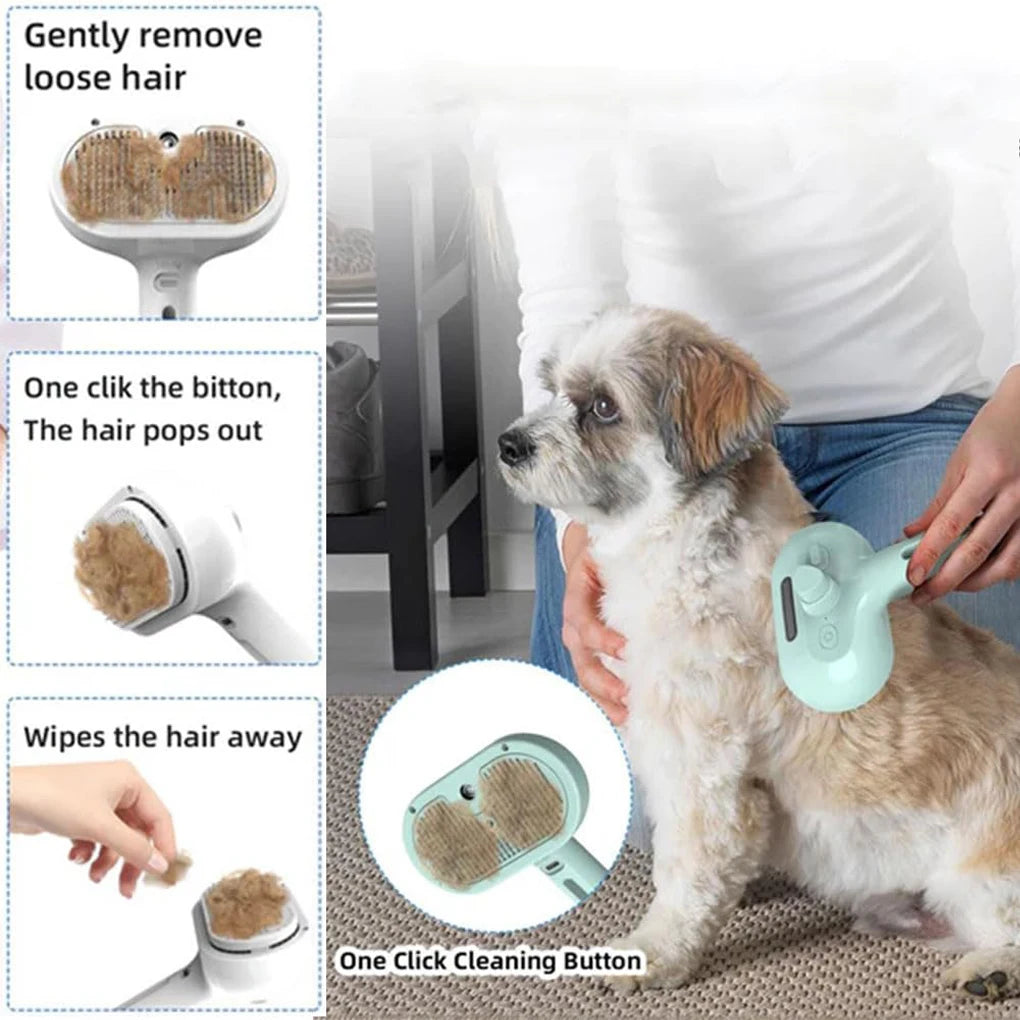 🌫️🐶 Steam Grooming Brush Luxury Dog Hair & Massage Tool