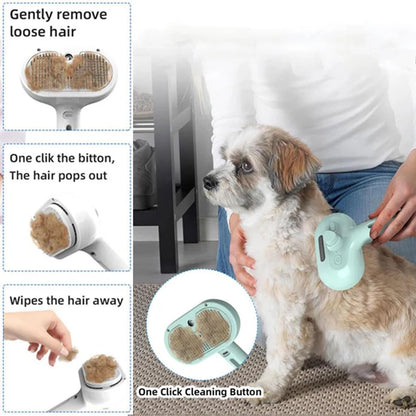 🌫️🐶 Steam Grooming Brush Luxury Dog Hair & Massage Tool