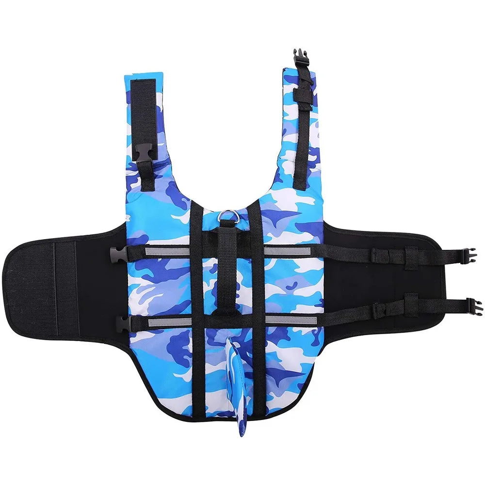 🦈🐶 Pet Dog Life Jacket Swimming Vest & Harness