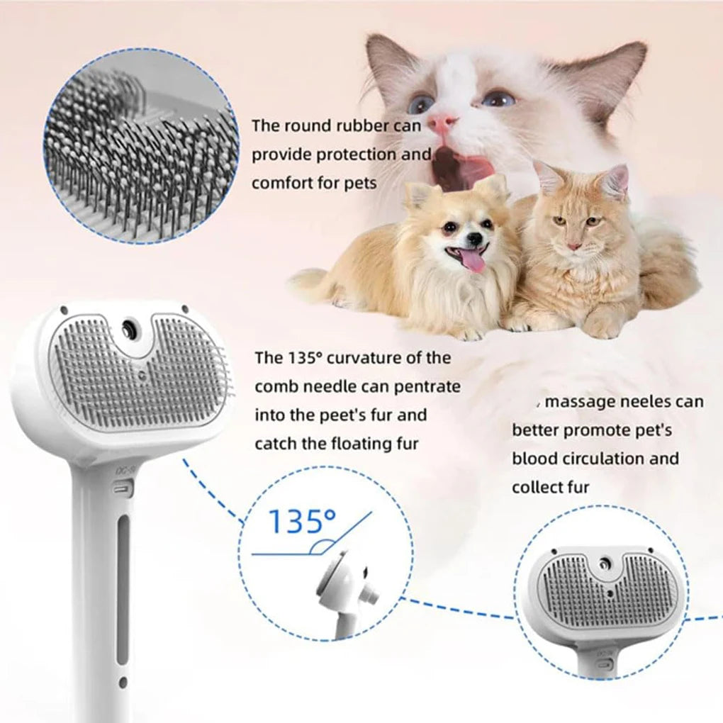 🌫️🐶 Steam Grooming Brush Luxury Dog Hair & Massage Tool
