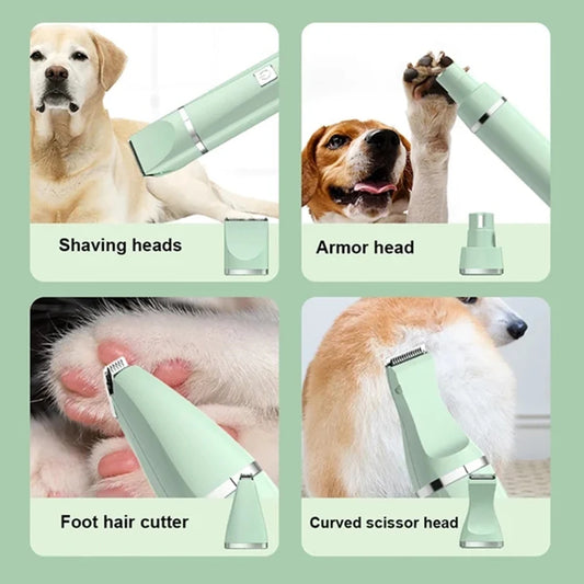 🐾 4-in-1 Pet Grooming Kit ✂️🔋 Clippers, Trimmer & Shaver (USB Rechargeable)