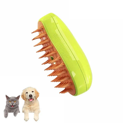🌫️🐾 3-in-1 Steam Pet Brush Groom, Massage & De-Shed