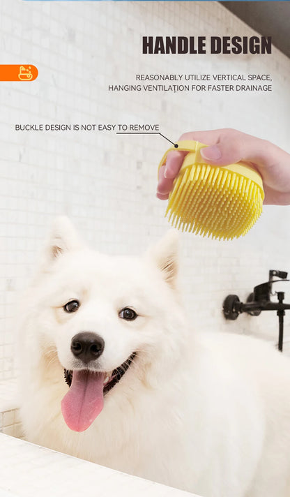 🛁🐾 Dog & Cat Bathing Brush Silicone Massage & Shampoo Dispenser