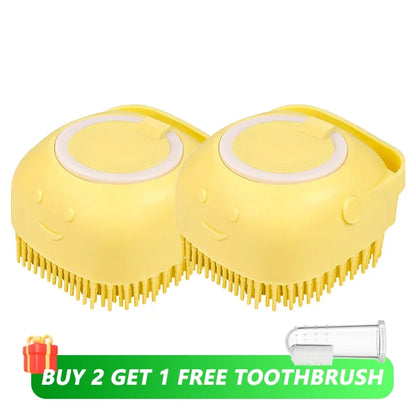 🛁🐾 Dog & Cat Bathing Brush Silicone Massage & Shampoo Dispenser