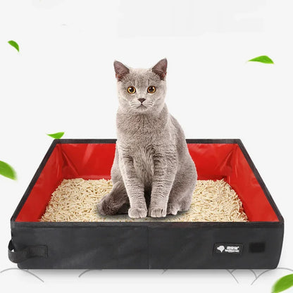 🐾 Foldable Pet Litter Box 🧳✨ Portable & Waterproof Travel Toilet