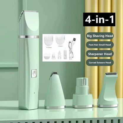 🐾 4-in-1 Pet Grooming Kit ✂️🔋 Clippers, Trimmer & Shaver (USB Rechargeable)
