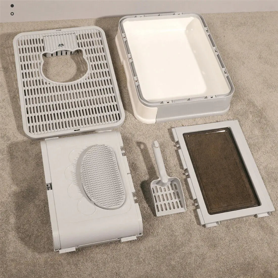 😺🐾 Foldable Cat Litter Box Front & Top Entry with Scoop