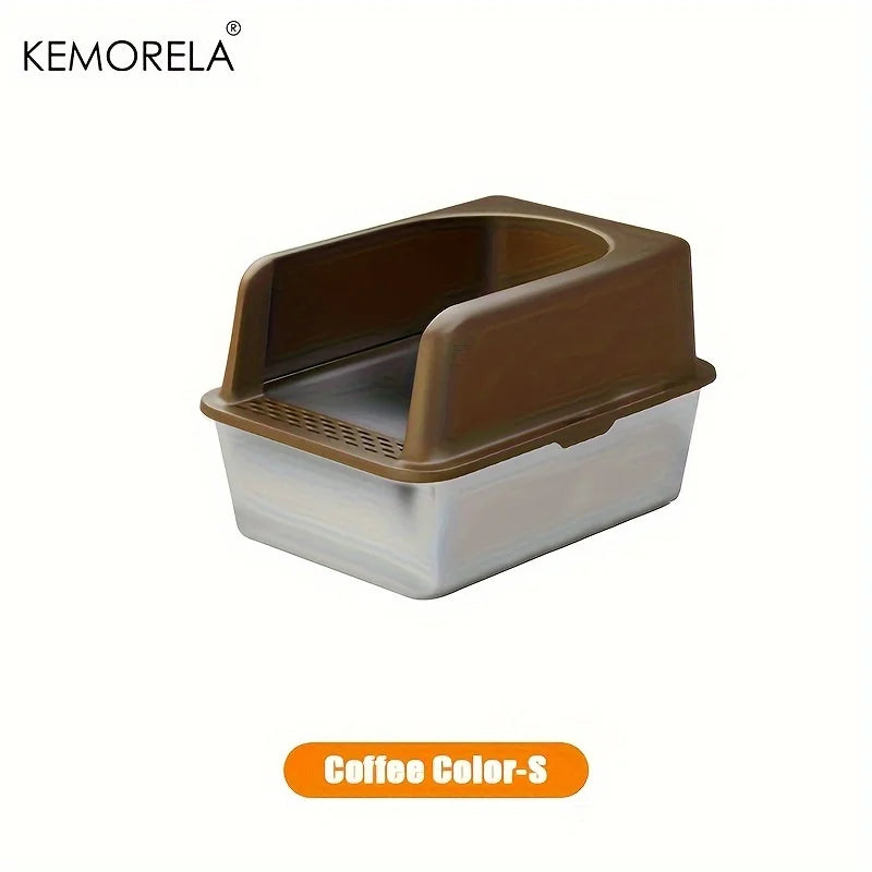 😺 XL Stainless Steel Cat Litter Box  High-Sided, Odor-Free & Durable