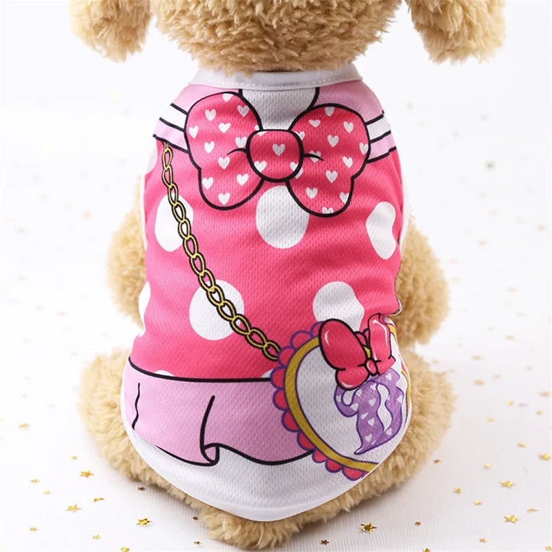 👕🐾 Cartoon Dog T-Shirt Summer Soft Vest for Puppies & Small Dogs