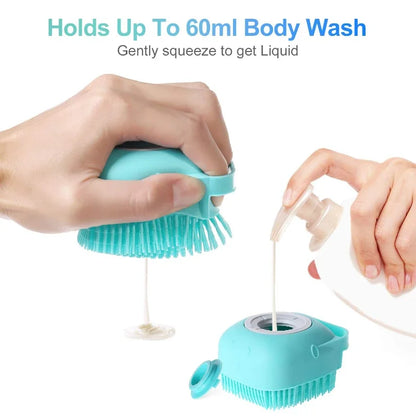 🛁🐾 Pet Shampoo Brush Silicone Massage & Grooming Comb