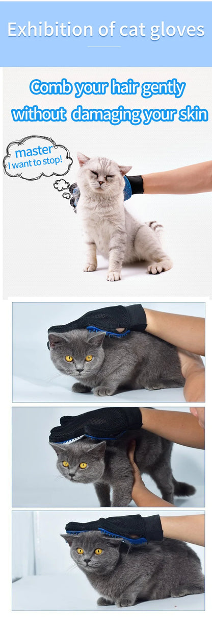 🧤🐾 Pet Hair Removal Gloves Grooming & Massage for Cats & Dogs