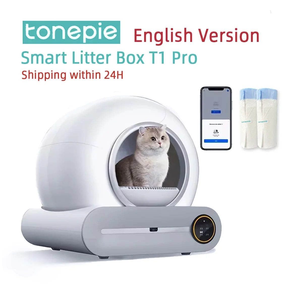 😺🧹 Tonepie 65L Smart Cat Litter Box Self-Cleaning & Fully Enclosed