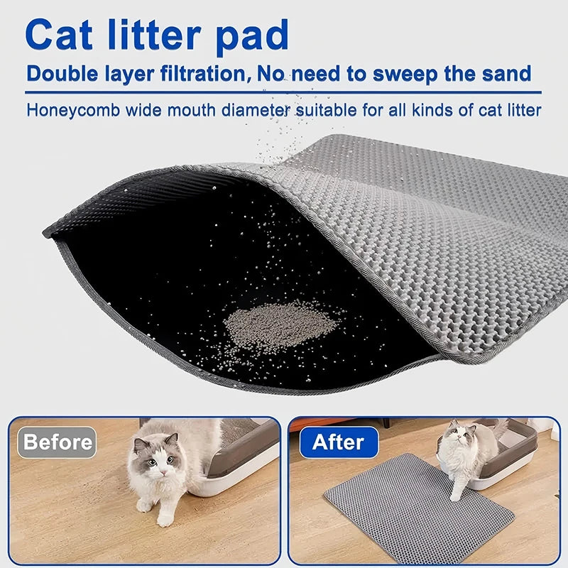 🐾 Cat Litter Mat 🧼✨ Waterproof Double-Layer Trapping Pad