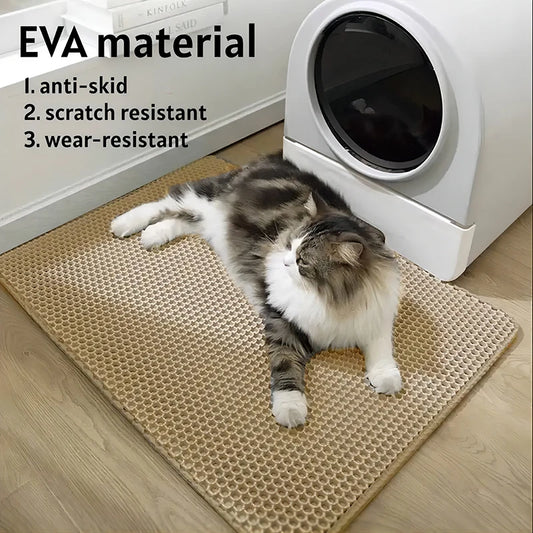 🐾 Cat Litter Mat 🧼✨ Waterproof Double-Layer Trapping Pad