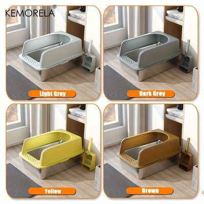 😺 XL Stainless Steel Cat Litter Box  High-Sided, Odor-Free & Durable
