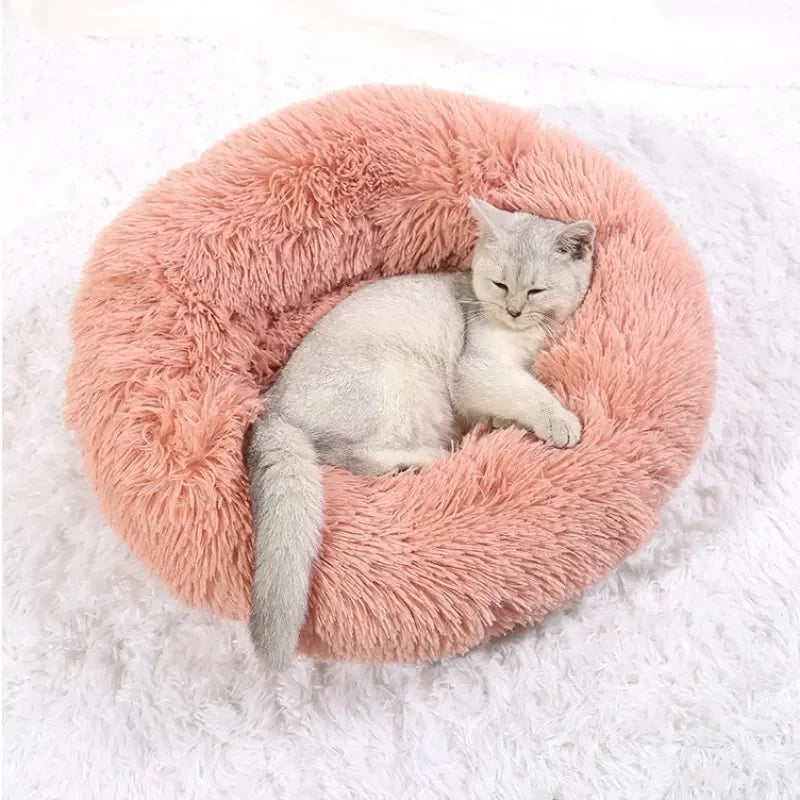 😺🛏️ Plush Donut Cat Bed Super Soft & Washable