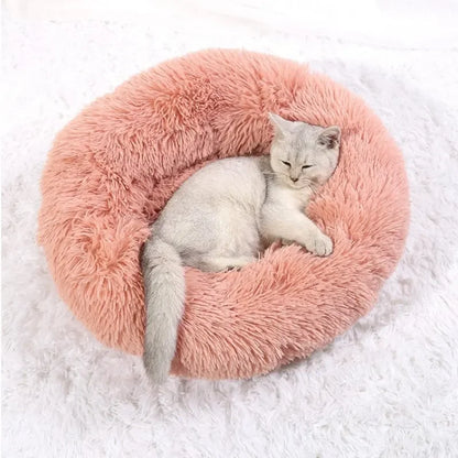 😺🛏️ Plush Donut Cat Bed Super Soft & Washable