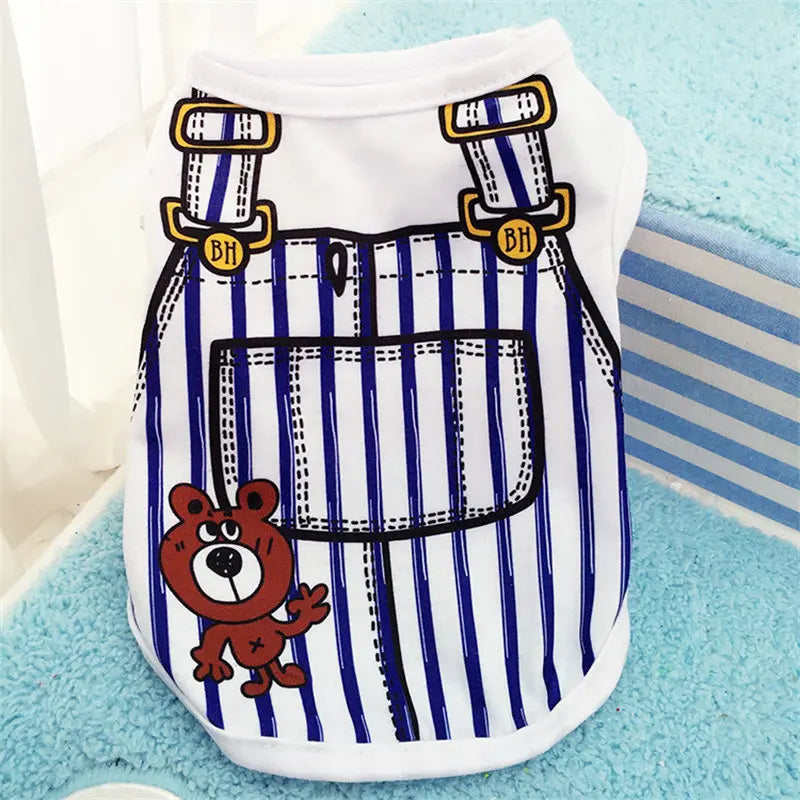 👕🐾 Cartoon Dog T-Shirt Summer Soft Vest for Puppies & Small Dogs
