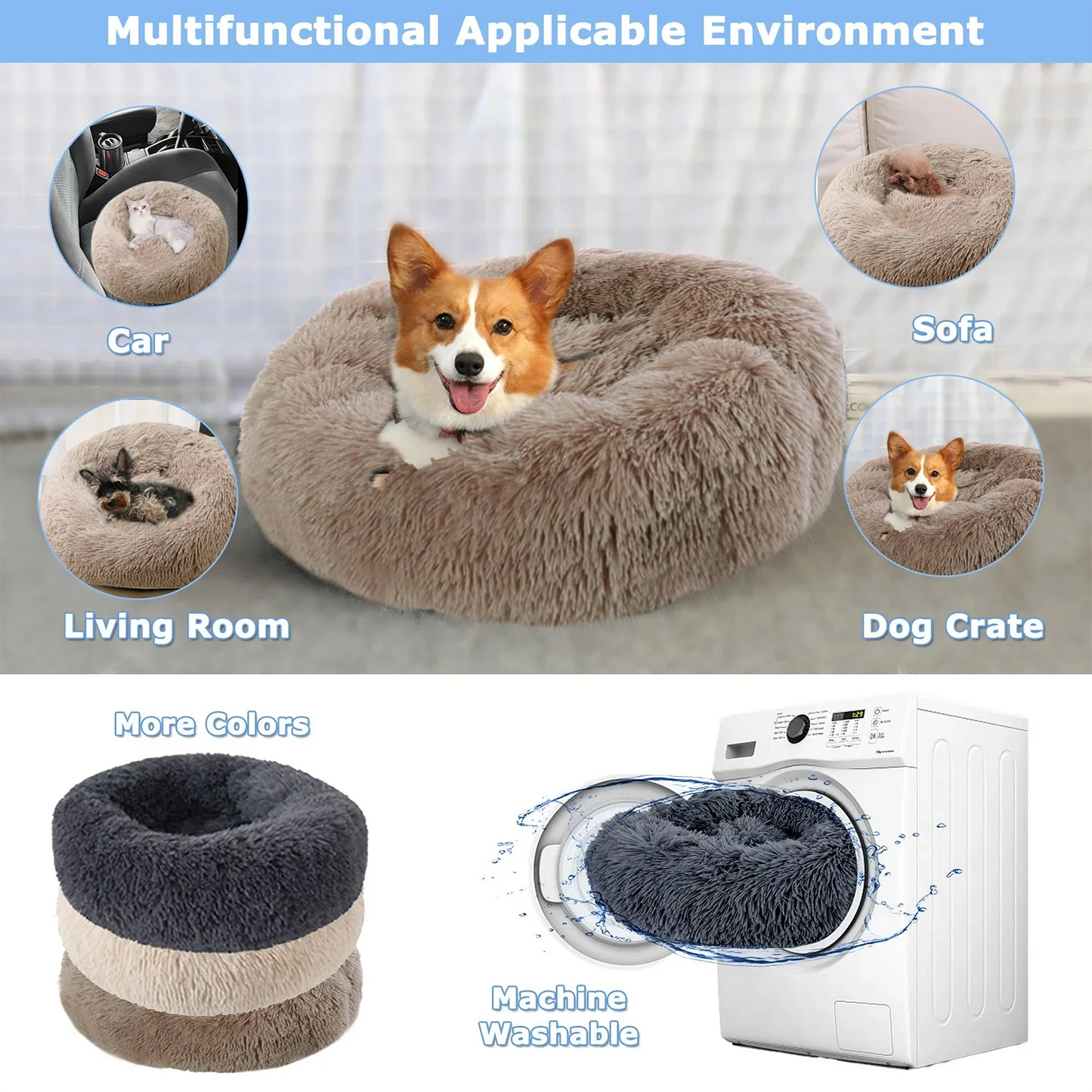 😺🛏️ Plush Donut Cat Bed Super Soft & Washable