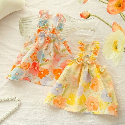 🌸😺 Summer Cat Dress Cotton Suspender Princess Outfit