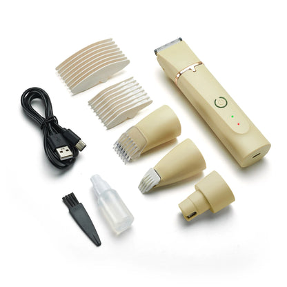 🐾 4-in-1 Pet Grooming Kit ✂️🔋 Clippers, Trimmer & Shaver (USB Rechargeable)