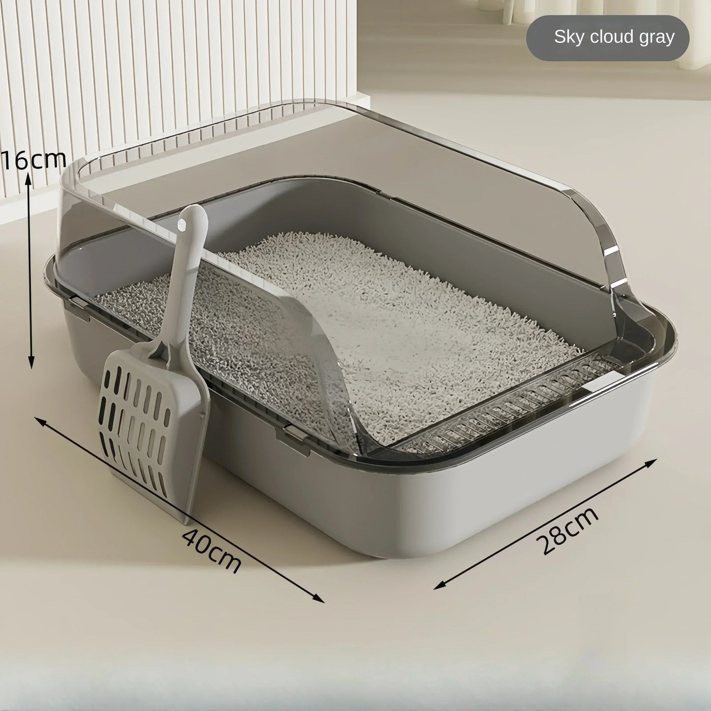 😺🐾 Semi-Enclosed Cat Litter Box Splashproof Tray