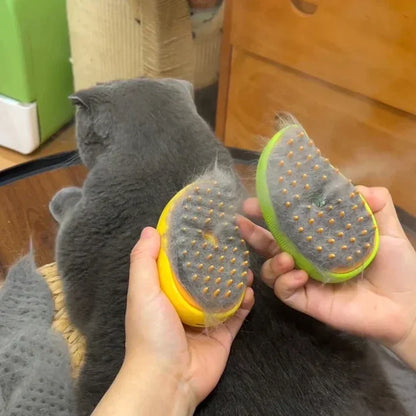 🌫️🐾 3-in-1 Steam Pet Brush Groom, Massage & De-Shed