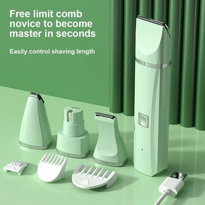 🐾 4-in-1 Pet Grooming Kit ✂️🔋 Clippers, Trimmer & Shaver (USB Rechargeable)