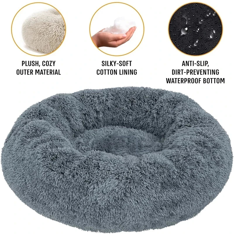 😺🛏️ Plush Donut Cat Bed Super Soft & Washable