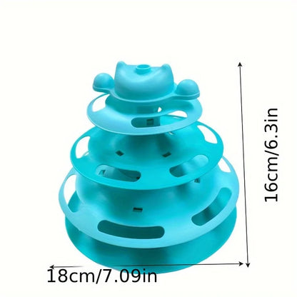 😺🎡 4-Layer Feather Cat Toy Interactive Turntable with Ball & Stick
