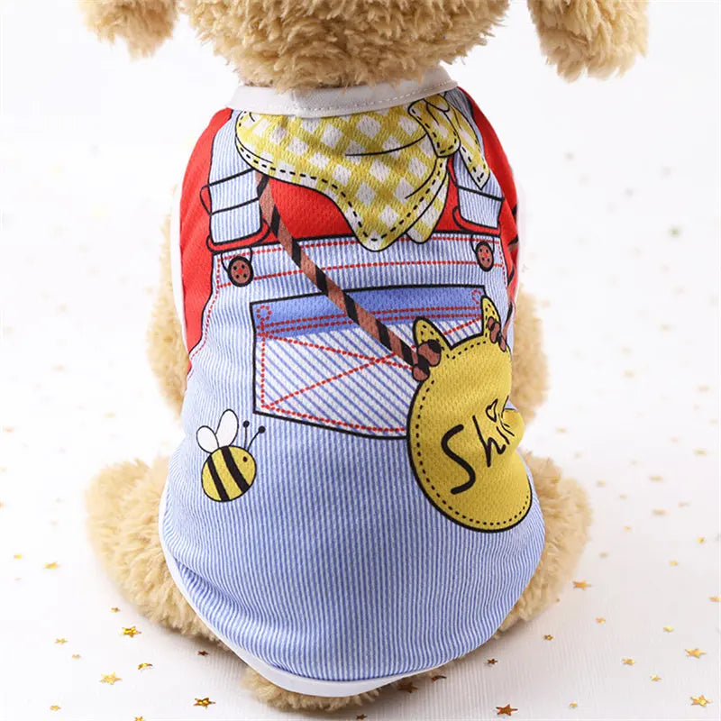 👕🐾 Cartoon Dog T-Shirt Summer Soft Vest for Puppies & Small Dogs