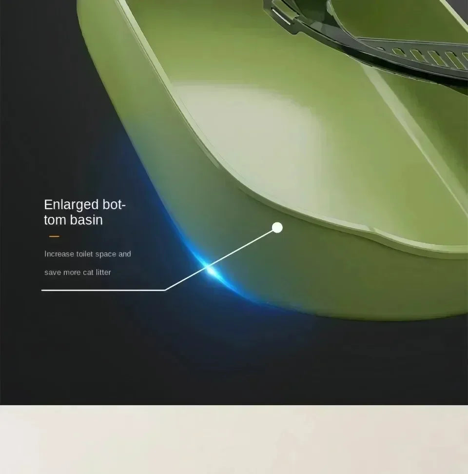 😺🐾 Semi-Enclosed Cat Litter Box Splashproof Tray