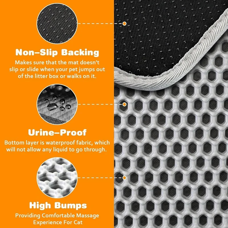 🐾 Cat Litter Mat 💧✨ Waterproof Double-Layer Trapping Pad